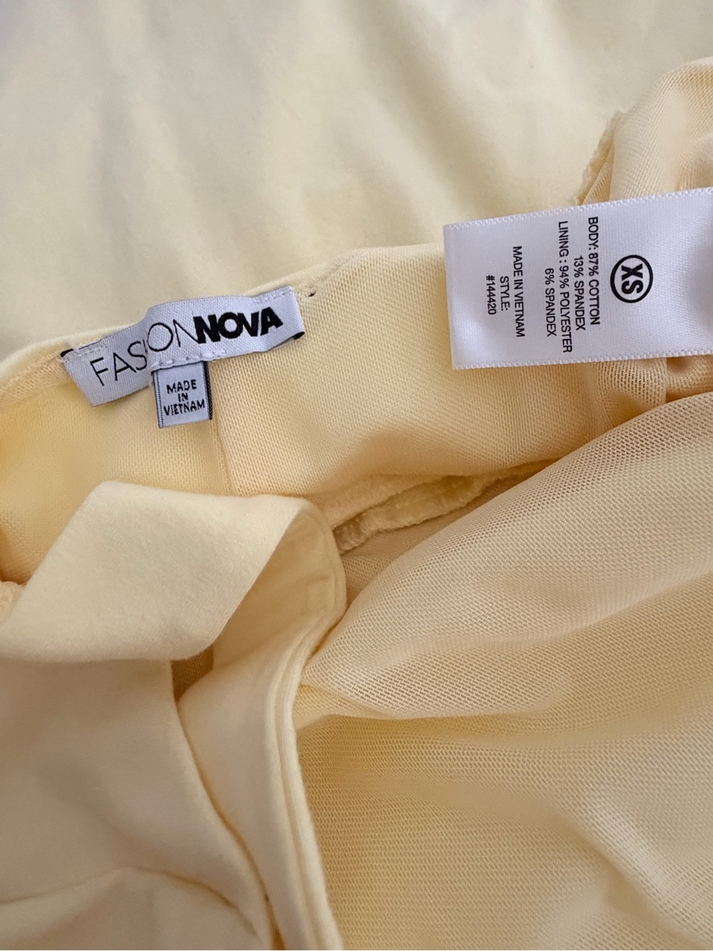 XS Fashion Nova Light Yellow Cross-Back Mini Dress w/ attached shorts - Picture 4 of 4